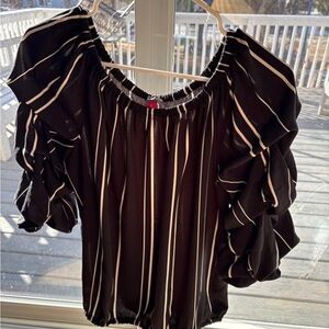 Vince Camuto Black and White Ruffled Blouse